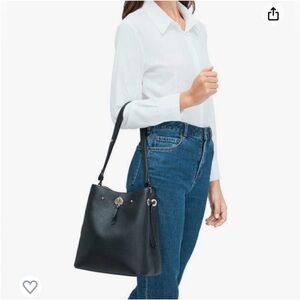 Kate Spade Black Pebble Leather Bucket Bag